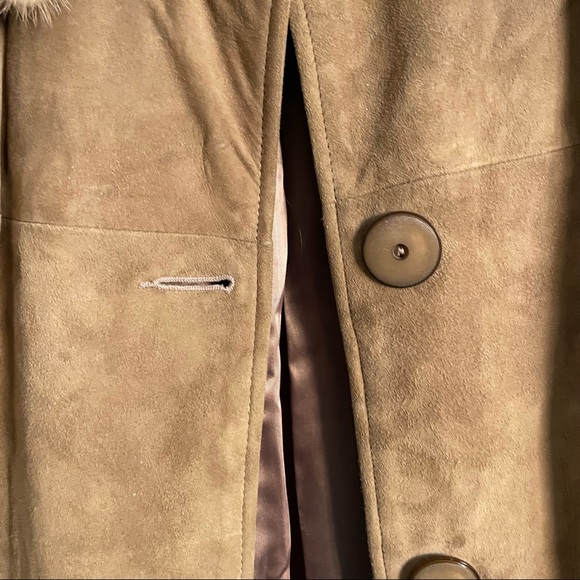 VINTAGE 1960 Suede Coat Mink Collar - Satin Lined size 7 - Picture 6 of 14